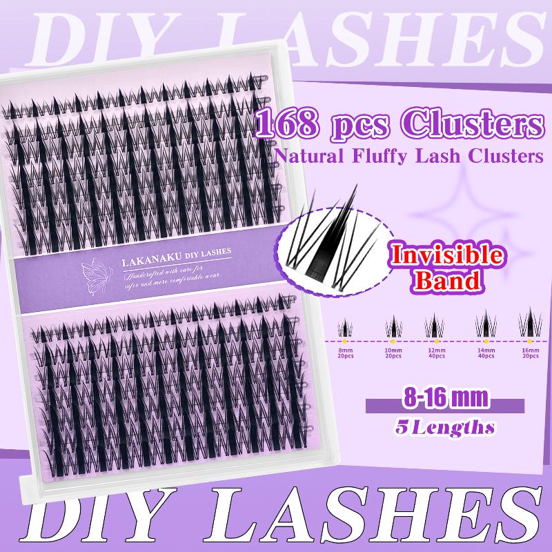 False Eyelashes Natural - Cils naturels en grappe, individuels, volumineux,