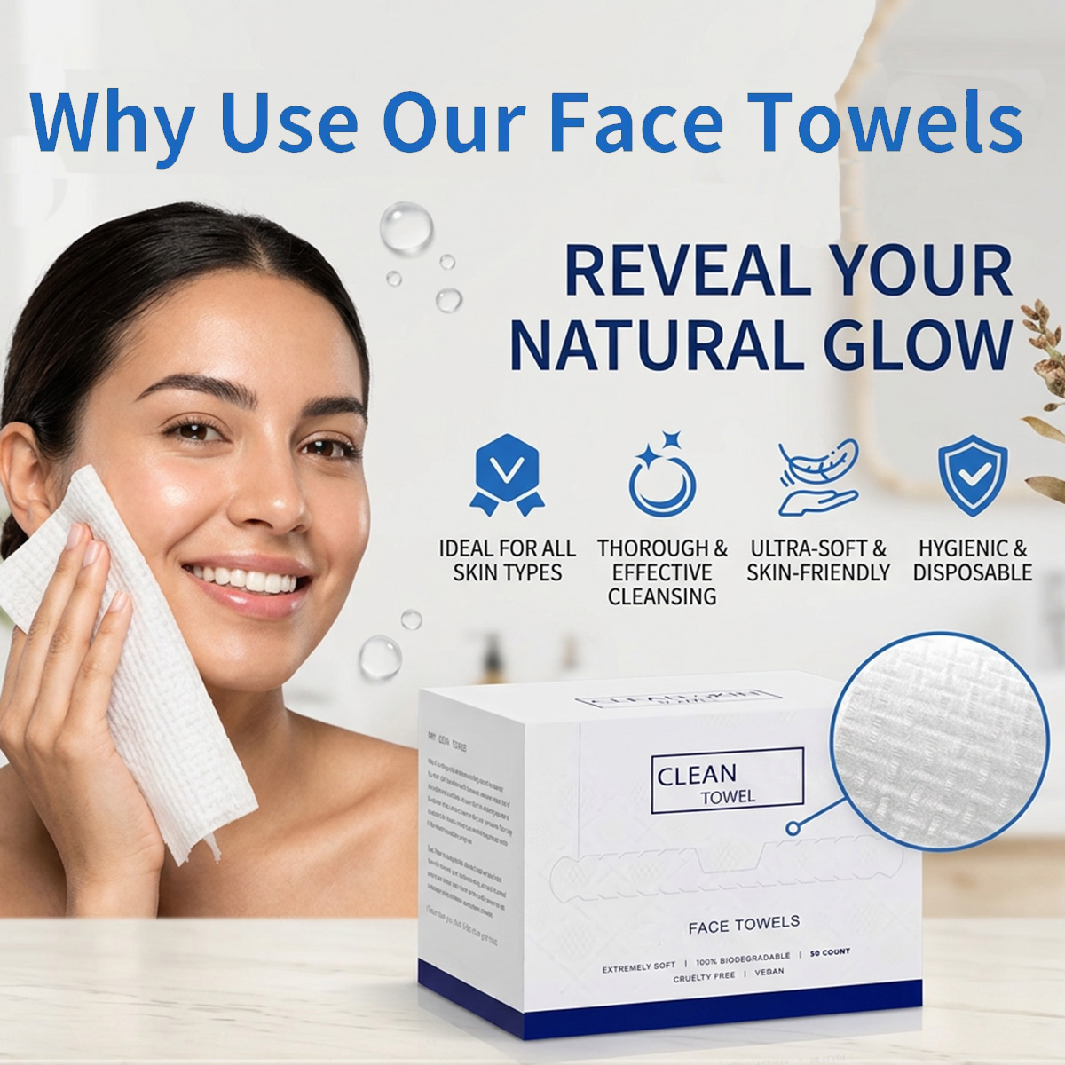 Beauty Makeup Remover - 50 pièces/boîte, serviettes jetables pour le