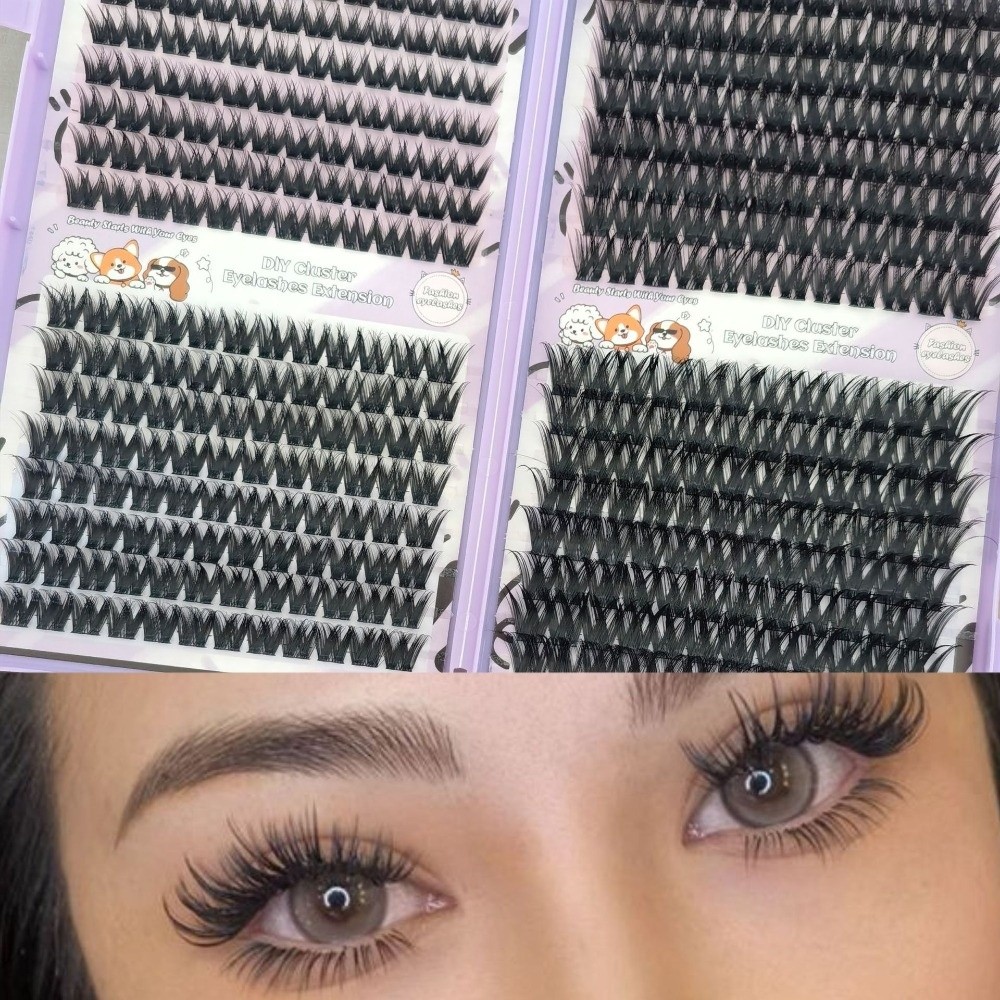 False Eyelashes Natural - Faux cils à greffer 10/20/32 rangées,