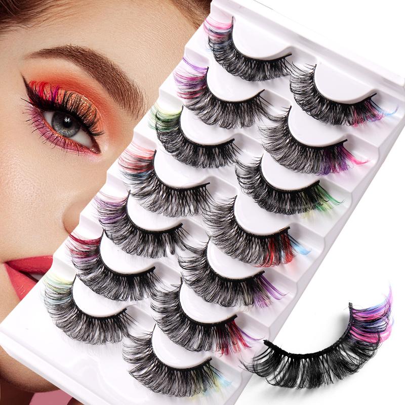 7 paires de faux cils colorés  - False Eyelashes Natural avis et prix